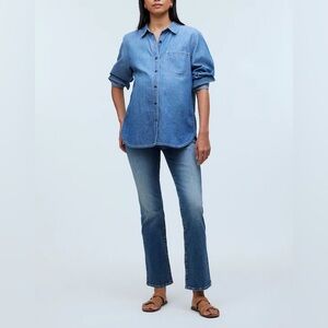 Madewell Petite Maternity Over-the-Belly Kick Out Crop Jeans Oneida Wash NWT 25P